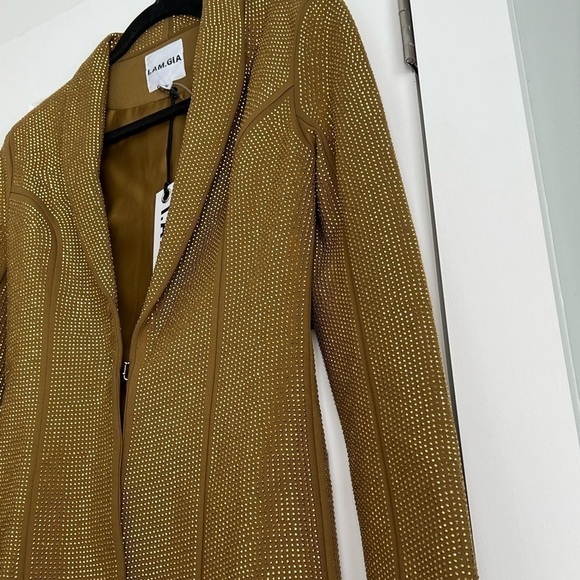 I.AM.GIA Mariah Rhinestone Encrusted Structured Blazer Jacket Gold NEW with tags - Picture 5 of 16
